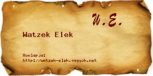 Watzek Elek névjegykártya